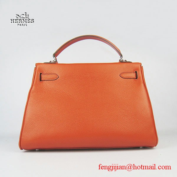 Hermes Kelly 32cm Togo Leather Bag Orange 6108 Silver Hardware